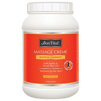 Bon Vital' Muscle Therapy Massage Crème, Professional Massage Cream with Dwarf Pine Oil & Essential Oils for Relaxation & Sore Muscle Relief, Deep Tissue & Sports Massage Techniques, 1 Gallon Jar