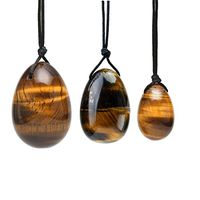 Natural Tiger Eye Stone Yoni Eggs Jade Egg Set for Women Health and Wellness Kegel Exercise Massage Stone - 1 Set (3 Pieces)