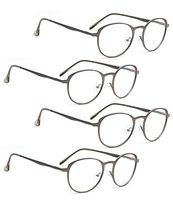 READING GLASSES 4 pack Ladies Round Readers Women (Gunmetal, 2.25)