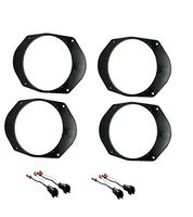 2 Pair Car Stereo Install Aftermarket Speakers 6x8 Converter to 6.5" or 6.75" Inch Plastic Bracket Adapter Mount Spacer Plates and Speaker Wire Harness for Select Ford, Lincoln, Mazda, Mercury Vehicles - Compatible Vehicles Listed Below