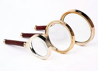Redwood Wooden Handle 90mm Dia 10X Magnifier Magnifying Glass