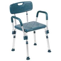Flash Furniture HERCULES Series 300 Lb. Capacity Adjustable Navy Bath & Shower Chair with Quick Release Back & Arms
