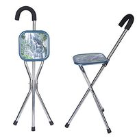 LFFME Folding Canes Seat, Stainless Steel Portable Walking Chair, 2-in-1 Folding Walking Stick Seat, for Elderly