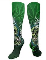 Marijuana Weed Leaf Sugar Skull Knee High Graduated Compression Socks for Women and Men - Best Medical, Nursing, Travel & Flight Socks - Running & Fitness