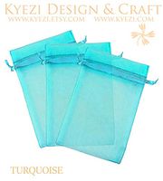 500 Pcs Turquoise 2x3 Sheer Drawstring Organza Bags Jewelry Pouches Wedding Party Favor Gift Bags Gift Bags Candy Bags [Kyezi Design and Craft]