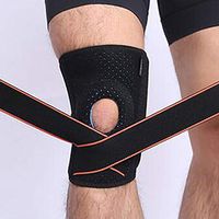 Jinxuny Knee Support-Sports Patella Ligaments Pad Guard Protector Sports Foam Anti-Slip stabilising Brace Knee Belt Support Adjustable Strap NHS for Gym(1PCS) (Color : Black+Orange)