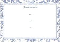Caspan 72905E40 10 Invitations 10 Envelopes Romantic Toile Blue 7" x 5"