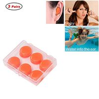 Earplugs 3 Pairs Pack, Soft Silicone Ear Plugs for Swimming Bathing and Sleeping, Kids Soft Silicone Earplugs, Keep Water Out, Sound Blocking, Premium Swimming Earplugs - Doctor Recommended (Orange)