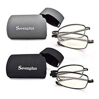 2 Pairs Blue Light Blocking Glasses Anti UV Glare Eyestrain Compact Folding Reading Glasses for Unisex with Cases Wiping Cloths 2.50