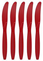 Amcrate Red Disposable Medium Weight Plastic Knives - Ideal for Weddings, Party’s, Birthdays, Dinners, Lunch’s. (Pack of 100)