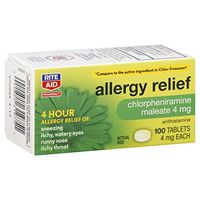 Rite Aid Allergy Medicine, Chlorpheniramine Maleate, 4mg - 100 Count | Allergy Relief