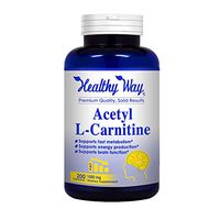 Healthy Way Pure Acetyl L-Carnitine 1000mg Max Strength - 200 Capsules - To Support Energy, Brain Function & Fatty Acid Metabolism - NON-GMO USA Made