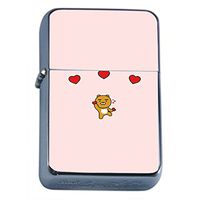 Bear Heart Flip Top Oil Lighter Em1 Smoking Cigarette Silver Case Included