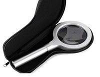 Reading Magnifier Handheld Magnifier with 12 LED Lights, Main Mirror 10x Auxiliary Mirror 20x HD, Portable Lightweight, Suitable for The Elderly Reading Check Repair Stamp Map Ornamental Inspection