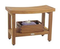 AquaTeak Patented 24" Sumba Teak Shower Bench with Shelf