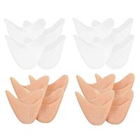 DAZISEN 8 Pairs Toe Caps - SOFE Forefoot Cushion Pads Toe Protectors with Breathable Hole for Ballet Pointe Dance High Heel Shoes, Beige*4 Pairs + White*4 Pairs