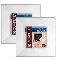 Squarete 12 Ounce Square Clear Soup Bowlsl Heavy Duty Elegant Disposable 12 oz Square Party Soup Bowls 10 Bowls Per Package Pack of2