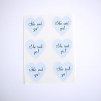 She Said Yes Heart Stickers by Once Upon Supplies, Labels and Seals for Wedding Invitations, Save The Dates, Bridal Shower Invitations, 1.5 X 1.5 Inches, Pale Blue 48 Stickers