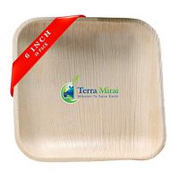 Terra Mirai 6” Palm leaf Square Plates –Ecofriendly Disposable Dinnerware, Party Supplies Ideal for Tailgate Parties, Camping, Family Dinner and Sports Event (20 Pack)