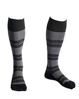 EvoNation USA Made Men & Women Striped Design Graduated Compression Socks 15-20 mmHg Medical Quality Knee High Orthopedic Moderate Pressure Travel Support Stockings Hose - Best Fit (Large, Black)