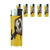 Perfection In Style Butane Refillable Electronic Lighter Set of 5 Pieces Vintage Cat Design 023
