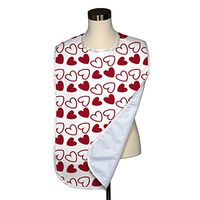 Valentine's Day Collection Adult Bib - Covered with Care Assorted Prints Available! (Tossed Hearts Red & White)