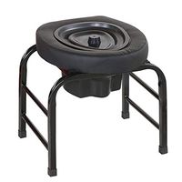 NESSTIC Toilet Stool Commode Seat with Padded Cushion Portable Bedside Commodes Medical 2 in 1 Shower Bath Seat for Elder Disabled Pregnant Women Black (38CM)