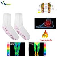 Winnes Foot Massager Self-Heating Cotton Sock Far Infrared Paded Cotton Comfortable and Breathable Socks Foot Massager (White)