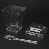 Taichao Disposable Mousses Dessert Cup with Spoons and Lids Wedding Party Hard Plastic Transparent 10 cs