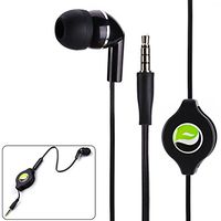 Mono Retractable Premium Sound Handsfree Single Earbud Mic Headset for iPhone 6 6S, Plus, 5S 5C 5, iPad Air Pro Mini - Samsung Galaxy Note 5 4 3 2, Galaxy S7 Edge S6 S5 S4 - All Smartphones, Tablets