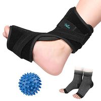 Plantar Fasciitis Night Splint for Plantar Fasciitis Pain Relief Sleep Support for Women and Men, Adjustable Dorsal Drop Foot Brace Fits Right or Left Foot with Compression Sleeves and Massage Ball