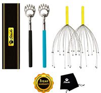 StaiBC Telescopic Back Scratcher (2 Pack) and Scalp Massagers(2Pack, Gold) Head Massager Scalp Scratcher for Head Body Relaxing