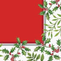 Glistening Holly Christmas Paper Lunch Napkins 18 Per pack