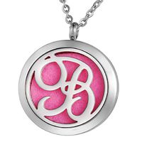 VALYRIA Monogram B Aromatherapy Essential Oil Diffuser Necklace-Stainless Steel Letter Locket Pendant with 11 Refill Pads