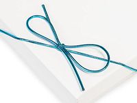 Pack Of 50, 16" Metallic Turquoise Stretch Cord Loops W/Pre-Tied Bows Made From 1/16" Round Elastic For Jewelry Boxes