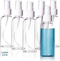 Keemall Plastic Fine Mist Spray Bottle Small for for Essential Oils,Travel,Cleaning,Cosmetic Makeup, 2.5 OZ (Pack of 6)