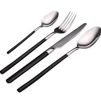 Saalising 304 Stainless Steel Cutlery Spoon 18/10 Half Black Cutlery Spoon (Color : Silver)