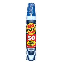 Big Party Pack Bright Royal Blue Plastic Cups | 12 oz. | Pack of 50 | Party Supply
