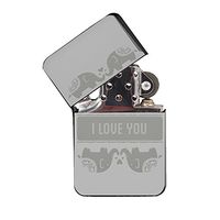 I Love You Elephant Art - Black Lighter Windproof Flip-Top Refillable with tin Gift Box