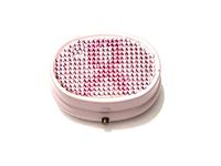 Rhinestone Small Oval Light Up Two Compartment Pill Organizer Case Box (Style 636C)