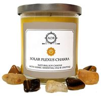 Solar Plexus Chakra Soy Candle 8.5 oz with Yellow Topaz & Tiger's Eye Crystals, Herbs & Essential Oils for Self-Esteem, Confidence, Action and Determination (Wiccan Pagan Magick Spirituality)