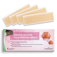 Puriderma Medical Silicone Scar Removal Extra Large Sheets [5.9''x1.57''] - Fast & Effective on Keloid, Surgery, Burn, Acne, C-Section Scars, 4 Reusable pcs