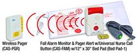 Secure Caregiver Alert System Fall Alarm Monitor with Bed Exit Sensor Pad, Wireless Remote Pager & Nurse Call Button - Batteries Included