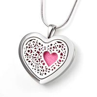 Essential Oil Necklace Diffuser Heart Pendant Jewelry for Girls, Premium Stainless Steel Aromatherapy Diffuser Necklace(22", 12 Felt Pads) by Lademayh