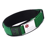 linnalove 7.5" Green Nylon Blood thinner Bracelets Sport Medical id Bracelet is Waterproof, Breathable