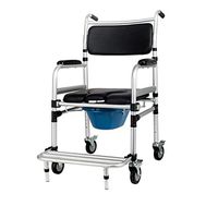 Commode Chair Non-Slip Folding Strong and Stable Mobile Potty Chair Belt Wheel with Padded Toilet Seat Bathroom Shower Stool Elderly Person/Pregnant Woman/Handicapped Person,Black