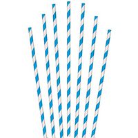 Biodegradable Eco Friendly Paper Straws, Compostable Blue Striped Jumbo Paper Unwrapped 10 Inch, Box of 4800 Straws