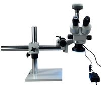 OMAX 3.5X-90X Digital Trinocular Single-Bar Boom Stand Stereo Microscope with 144 LED Ring Light and 5.0MP USB Digital Camera