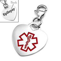 StickyJ USA Epilepsy Medical Alert Heart Charm 3/4 Inch
