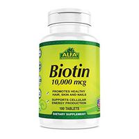 Biotin Dietary Supplement by Alfa Vitamins -10,000mcg Potency Tablets -Supports Hair Growth, Radiant Skin & Strong Nails -Offers Energy & A Metabolism Boost for Easier Weight Management